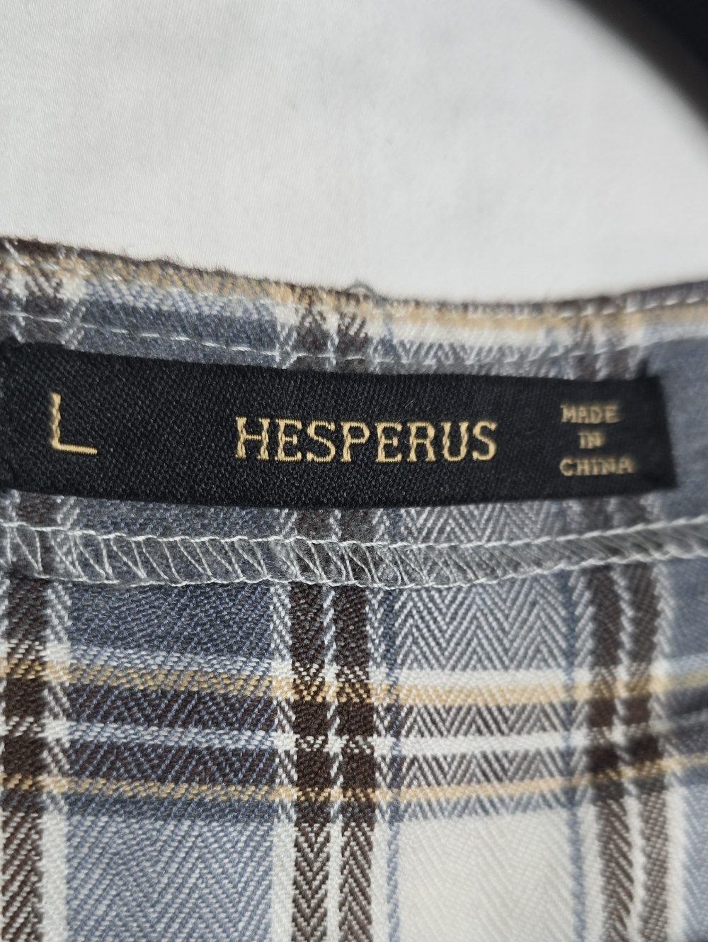 Hesperus Gray Brown Plais Long Sleeve Crossover Buttondown Country Granola Boho - Picture 6 of 8